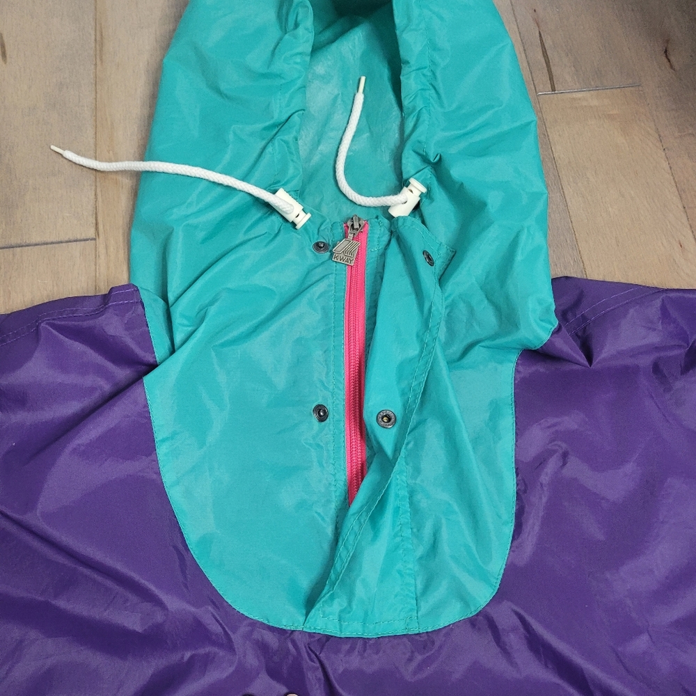 Vintage K-way packable pink green and purple color block windbreaker size Large - Picture 6 of 16